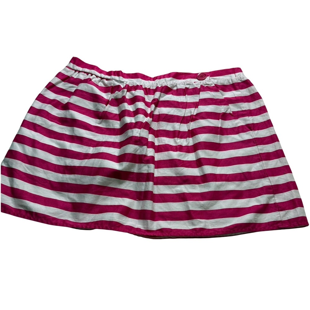 LILLY PULITZER Mini Skirt Wms XL Pink/White Striped Cottage Core Preppy Cotton